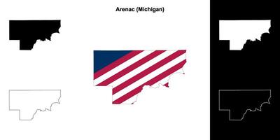 Arenac County, Michigan outline map set vector