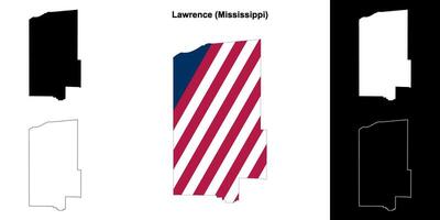 Lawrence County, Mississippi outline map set vector