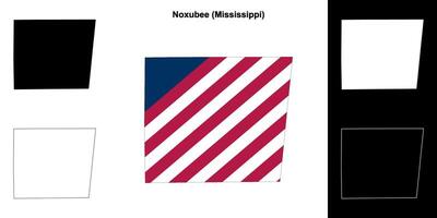 Noxubee County, Mississippi outline map set vector