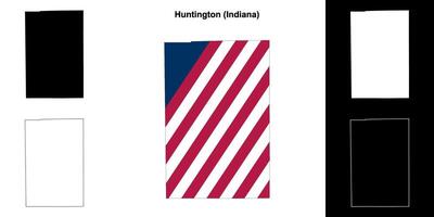 Huntington County, Indiana outline map set vector