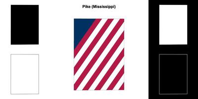 Pike County, Mississippi outline map set vector