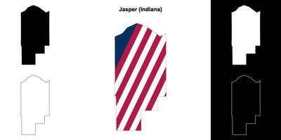 Jasper County, Indiana outline map set vector