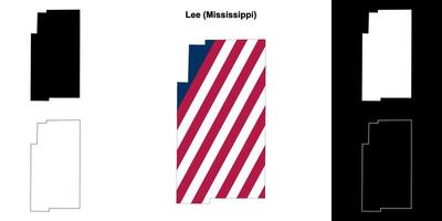 Lee County, Mississippi outline map set vector