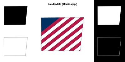 Lauderdale County, Mississippi outline map set vector