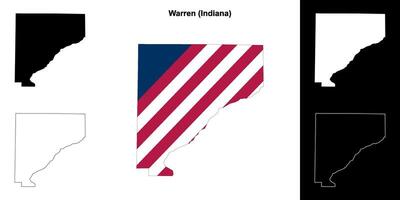 Warren County, Indiana outline map set vector