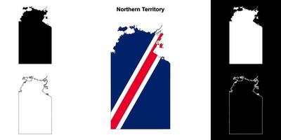 Northern Territory blank outline map set vector