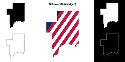 Schoolcraft County, Michigan outline map set vector