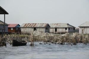 lake nokoue a lake in the south of benin, where people once run away from another tribe and built their houses on stilts. it is also mentioned as the african venice. photo