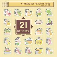 Sticker Set Healthy Food. related to Fruit symbol. simple design illustration vector