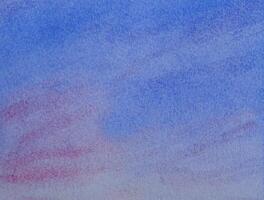 Watercolor abstract blue and pink sky background. Hand drawn watercolor painting. photo