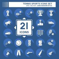 Icon Set Tennis Sports. related to Hobby symbol. long shadow style. simple design illustration vector