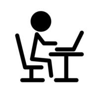 Pictogram of a person working on a computer. vector