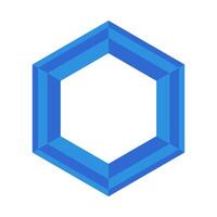 Blue hexagonal logo. Stylish ring. vector