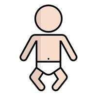 Flat design baby icon wearing a diaper. vector