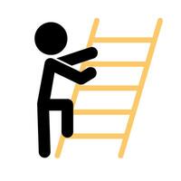 Person climbing a ladder icon. vector