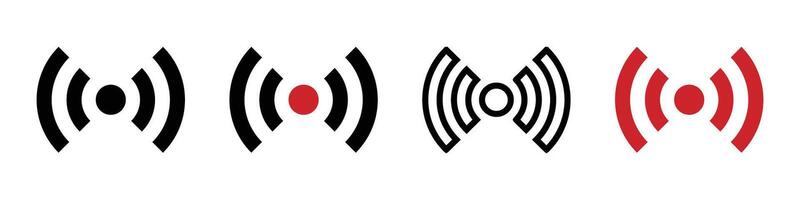 Various style radio wave icon. Wi-Fi or live streaming. vector