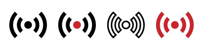 Various style radio wave icon. Wi-Fi or live streaming. vector