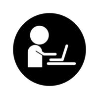 Round computer work icon. Working icon. vector