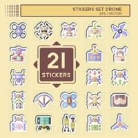 Sticker Set Drone. related to Technology symbol. simple design illustration vector