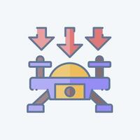 Icon Fly Down. related to Drone symbol. doodle style. simple design illustration vector