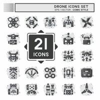 Icon Set Drone. related to Technology symbol. comic style. simple design illustration vector