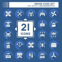 Icon Set Drone. related to Technology symbol. long shadow style. simple design illustration vector