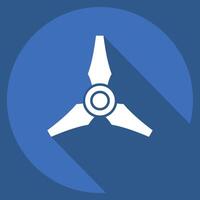 Icon Three Blades Propeller. related to Drone symbol. long shadow style. simple design illustration vector