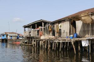 lake nokoue a lake in the south of benin, where people once run away from another tribe and built their houses on stilts. it is also mentioned as the african venice. photo