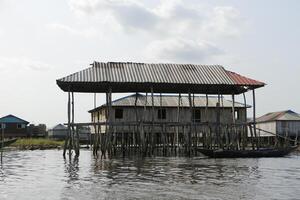 lake nokoue a lake in the south of benin, where people once run away from another tribe and built their houses on stilts. it is also mentioned as the african venice. photo