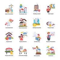 Modern Flat Icons Depicting Property Construction vector