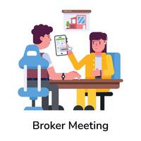 Trendy Broker Meeting vector