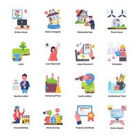 Trendy Flat Icons Depicting Real Estate Business vector