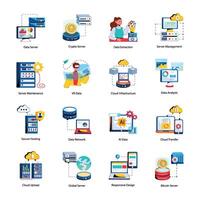 Collection of Data Server Flat Icons vector