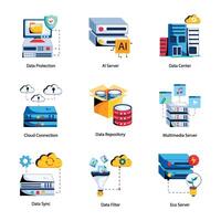 Bundle of Data Operations Flat Icons vector