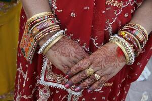 henna or mehndi tattoos on hands photo