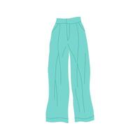 Cartoon Clothe Female Green Wide Pant. vector