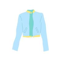 Cartoon Clothe Female Blue Yellow Jacket. vector