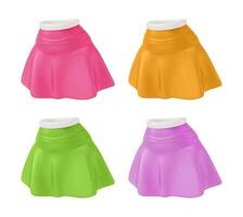 3d Different Color Skirt Set Cartoon Design Style. vector