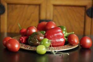 Fresh vegetables picked fresh from the garden photo