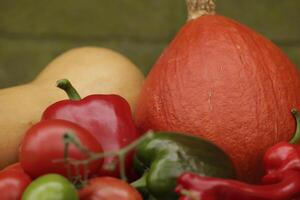 Fresh vegetables picked fresh from the garden in close up photo