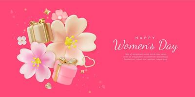 3d Happy International Women Day Banner Concept Poster Card Cartoon vector