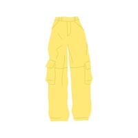 Cartoon Clothe Female Yellow Cargo Pant. vector