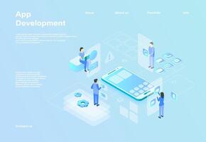 Color Application Development Concept 3D Isometric View. vector