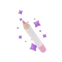 3d Open Bright Pink Lip Pencil Cartoon Design Style. vector