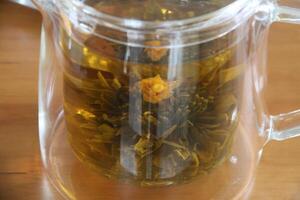 chinese flower tea in a tea pot photo