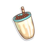 Bubble tea sticker cartoon. hand draw illustration art vector