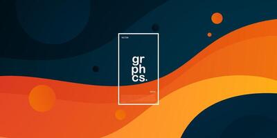 Modern dark blue and orange geometric business banner design. creative banner design with wave shapes and lines for template. Simple horizontal banner. Eps10 vector