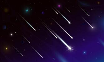 Shooting sky stars with trails, falling comets vector