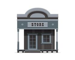 Western store shop building, wild west town vector