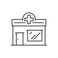 Pharmacy, hospital or clinic building line icon vector
